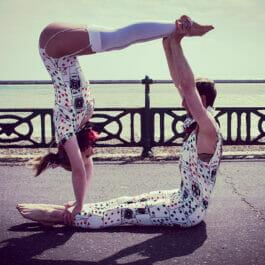 male female acrobat duo performing in Brighton