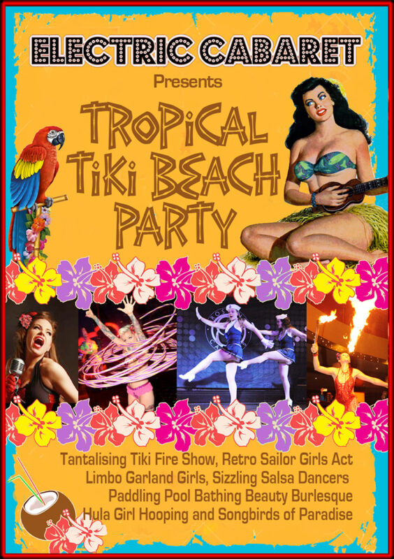 Tropical beach party Shows for hire in London and Brighton,Hawaiian theme for dancing cabaret