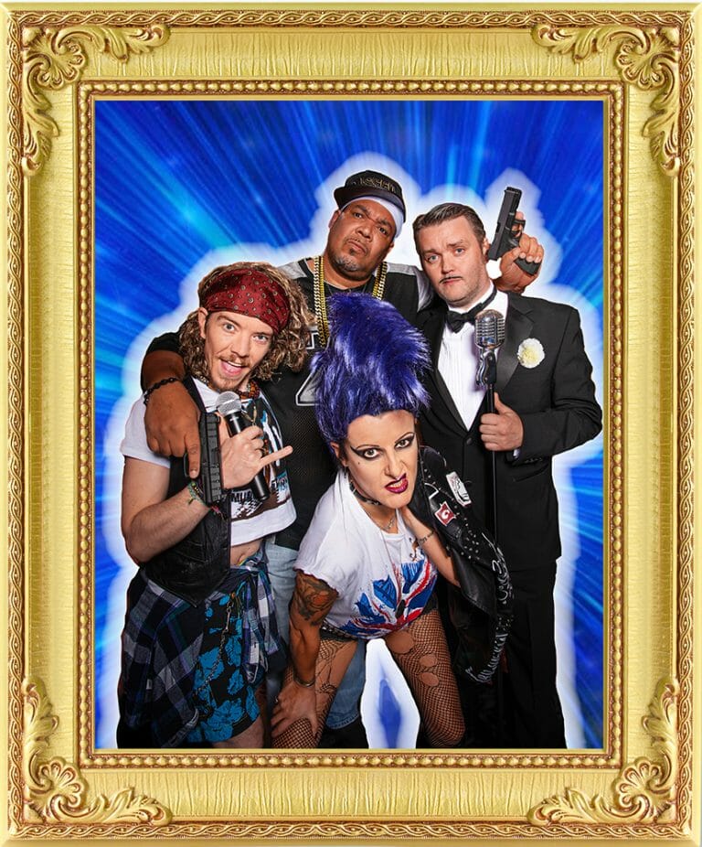 Cast of Rockstars & Popstars theme show poses from our entertainment agency Brighton and London.
