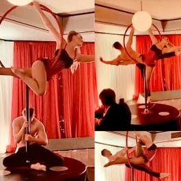 Aerial act duo at a corporate Christmas party in Brighton