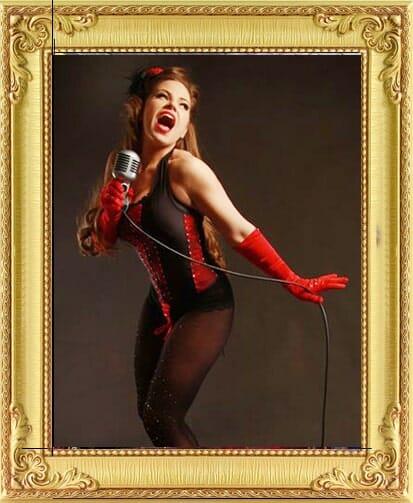 One of our cabaret performers London for hire in Brighton and London, vintage female cabaret singer performs