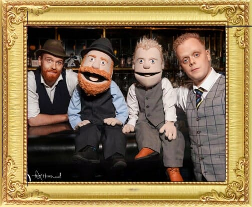 Comedy magicians for hire in London and Brighton with cute mini look-a like-puppets
