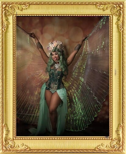 Fairy queen Isis wings cabaret dancer from our event management, entertainment agency Brighton and London