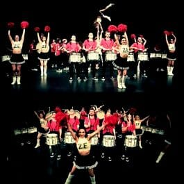 drumming group with cheerleaders in London