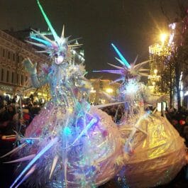 Ice queens stilt walking in London