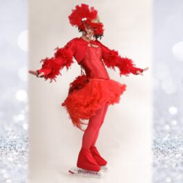 red bird roller skating opera singer for hire